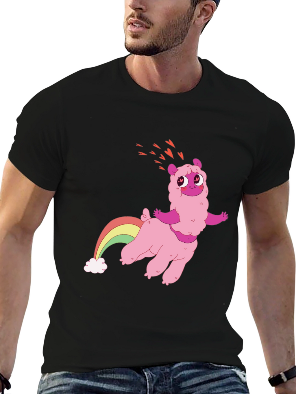 Pink Llama Rainbow T-Shirt