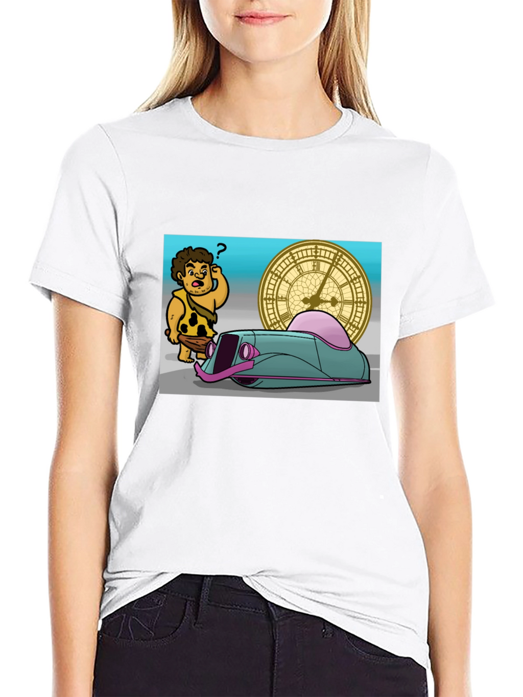 Caveman Time Traveler Graphic T-Shirt