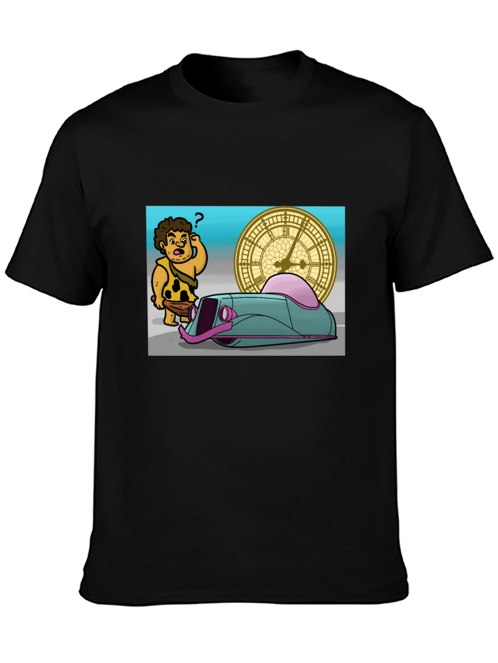 Caveman Time Traveler Graphic T-Shirt