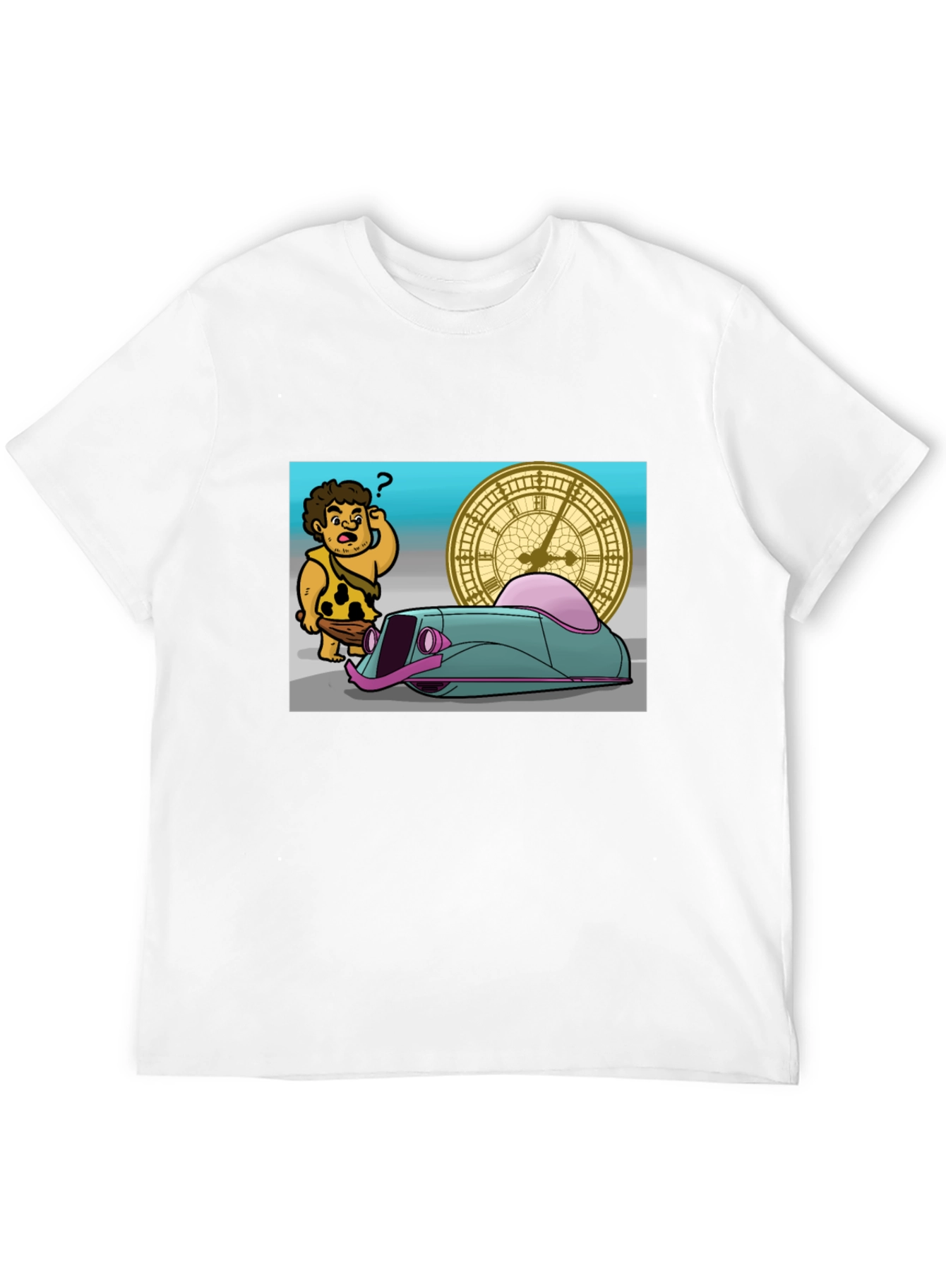 Caveman Time Traveler Graphic T-Shirt