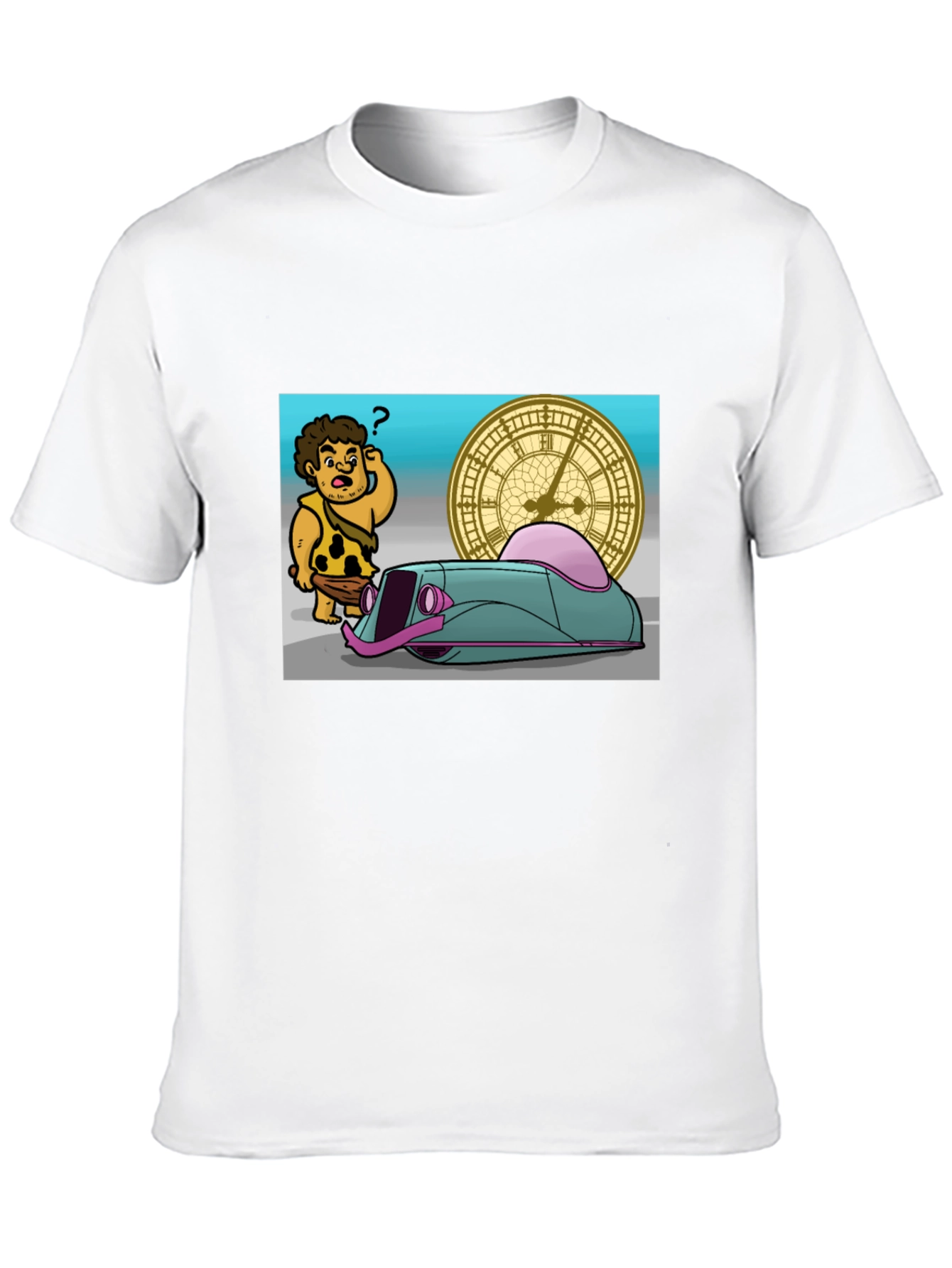 Caveman Time Traveler Graphic T-Shirt