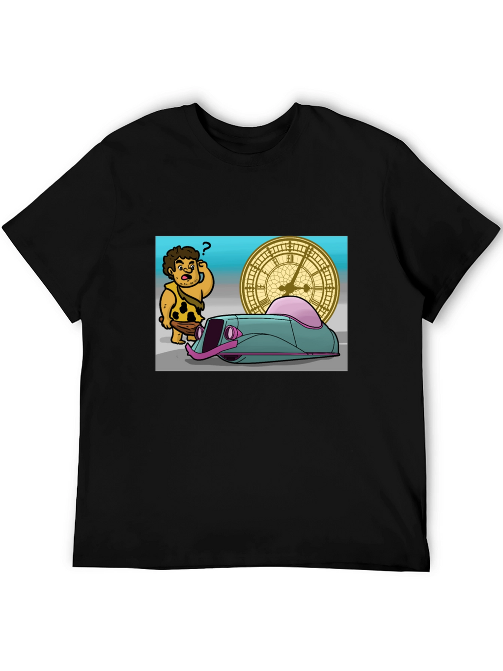 Caveman Time Traveler Graphic T-Shirt
