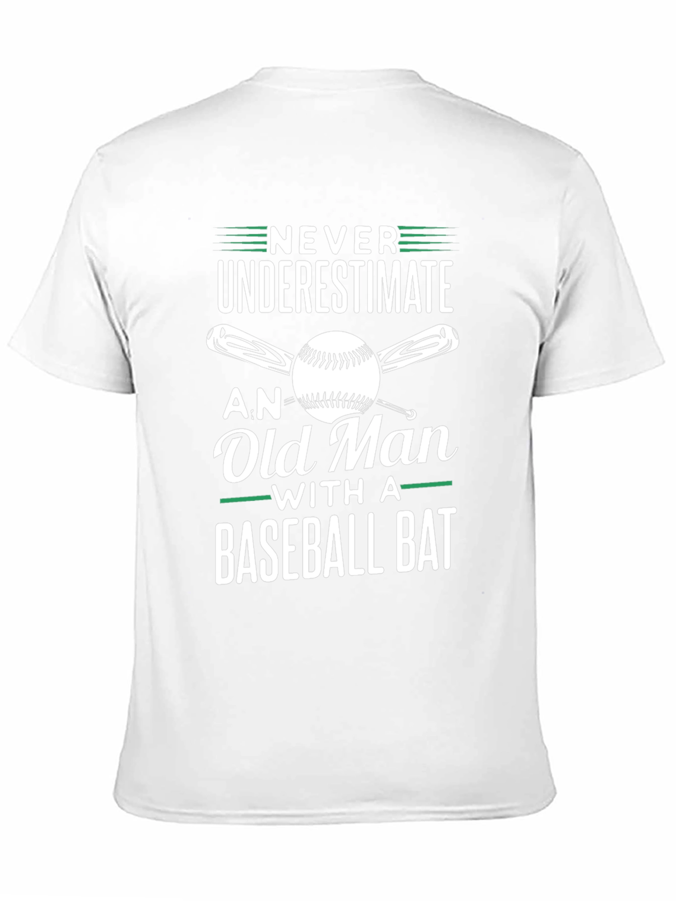 Never Underestimate Old Man Baseball Bat T-Shirt