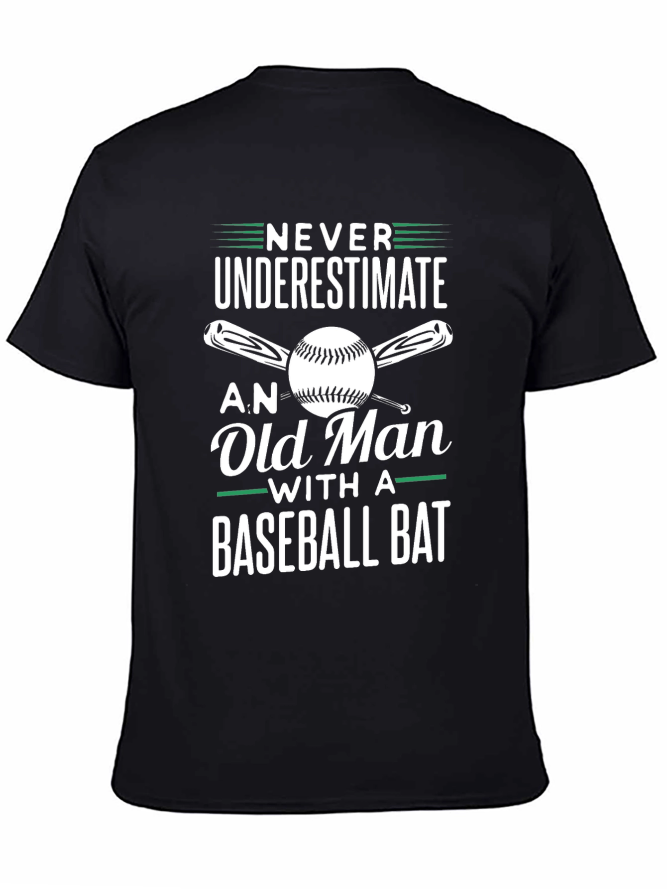 Never Underestimate Old Man Baseball Bat T-Shirt
