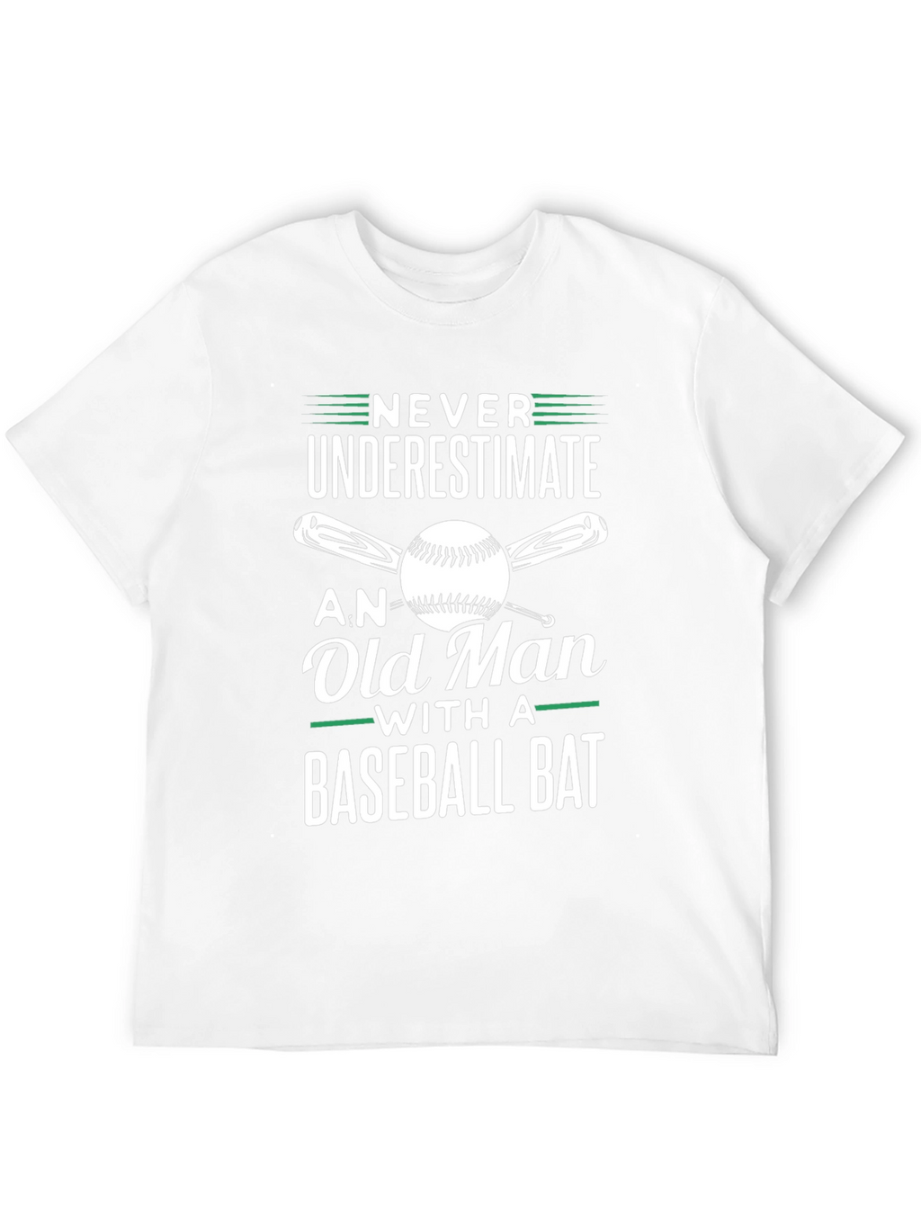 Never Underestimate Old Man Baseball Bat T-Shirt