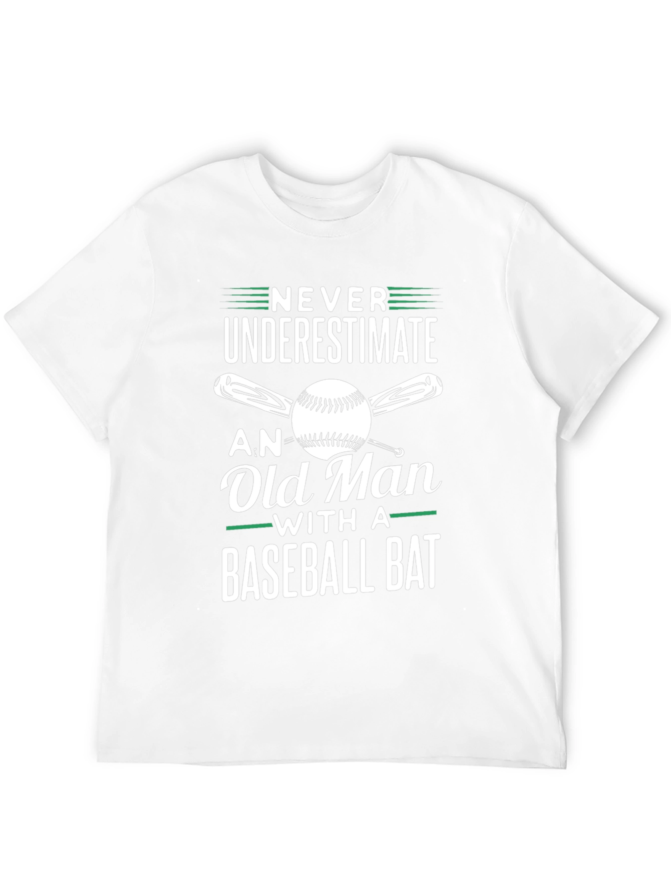 Never Underestimate Old Man Baseball Bat T-Shirt