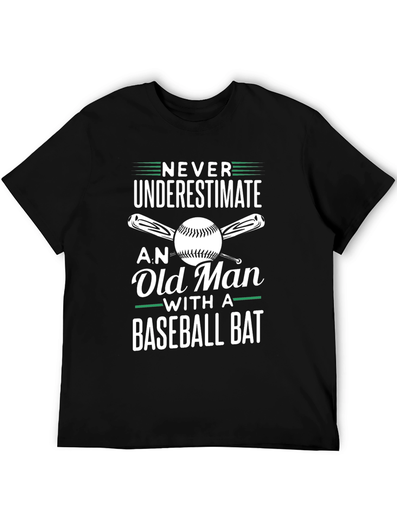 Never Underestimate Old Man Baseball Bat T-Shirt