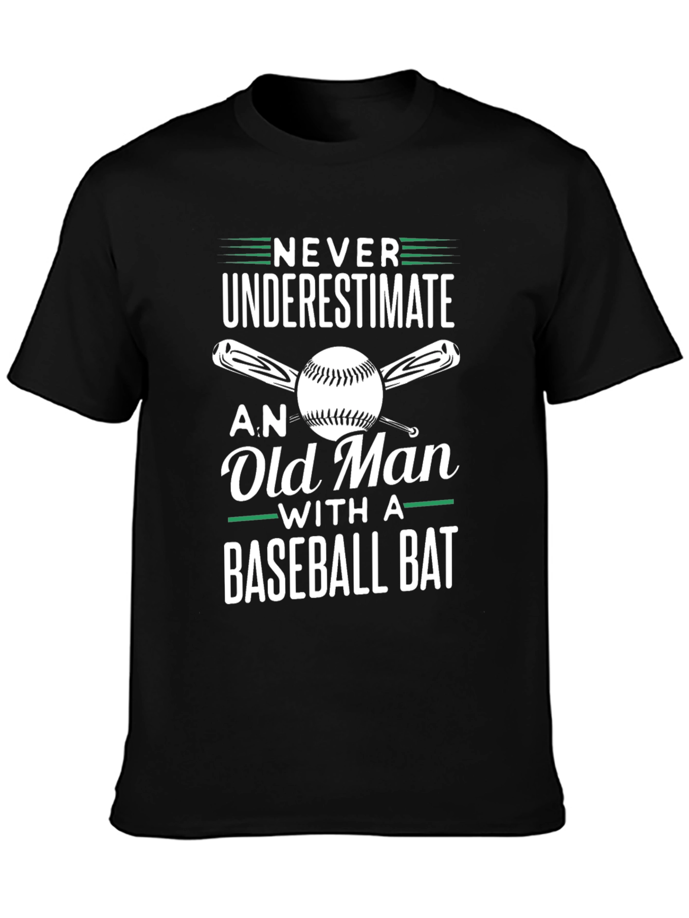 Never Underestimate Old Man Baseball Bat T-Shirt