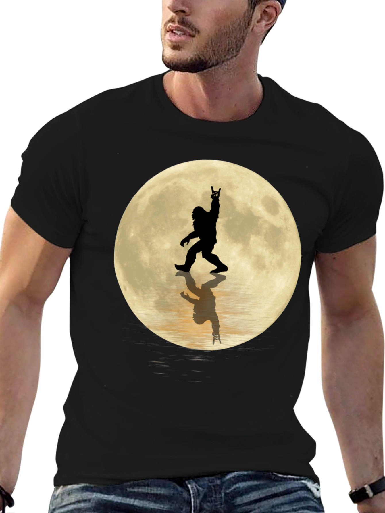 Sasquatch Moon Black T-Shirt