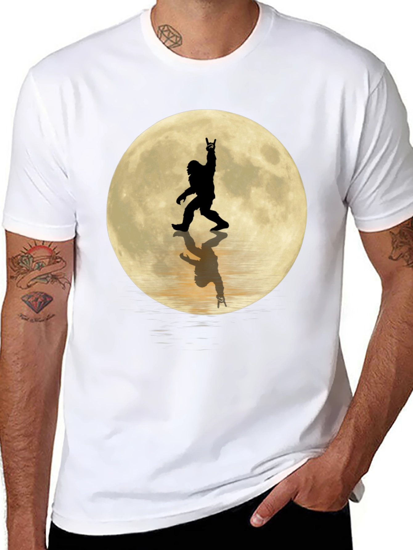 Sasquatch Moon Black T-Shirt