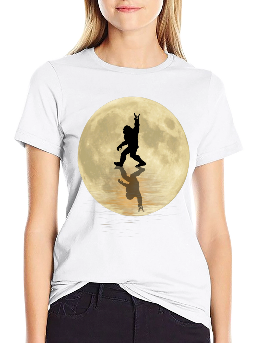 Sasquatch Moon Black T-Shirt