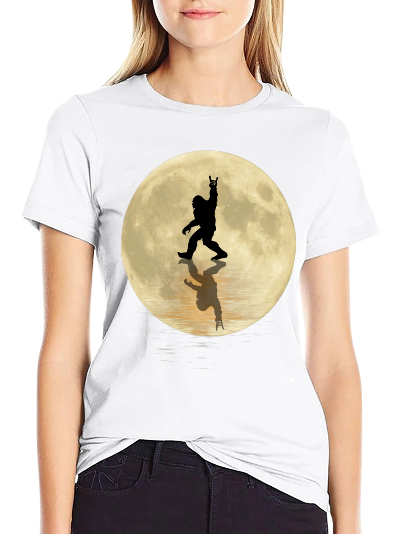 Sasquatch Moon Black T-Shirt