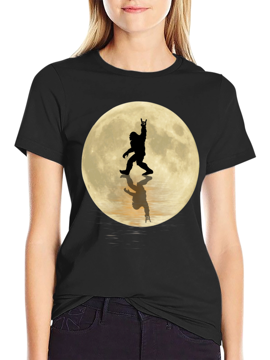 Sasquatch Moon Black T-Shirt
