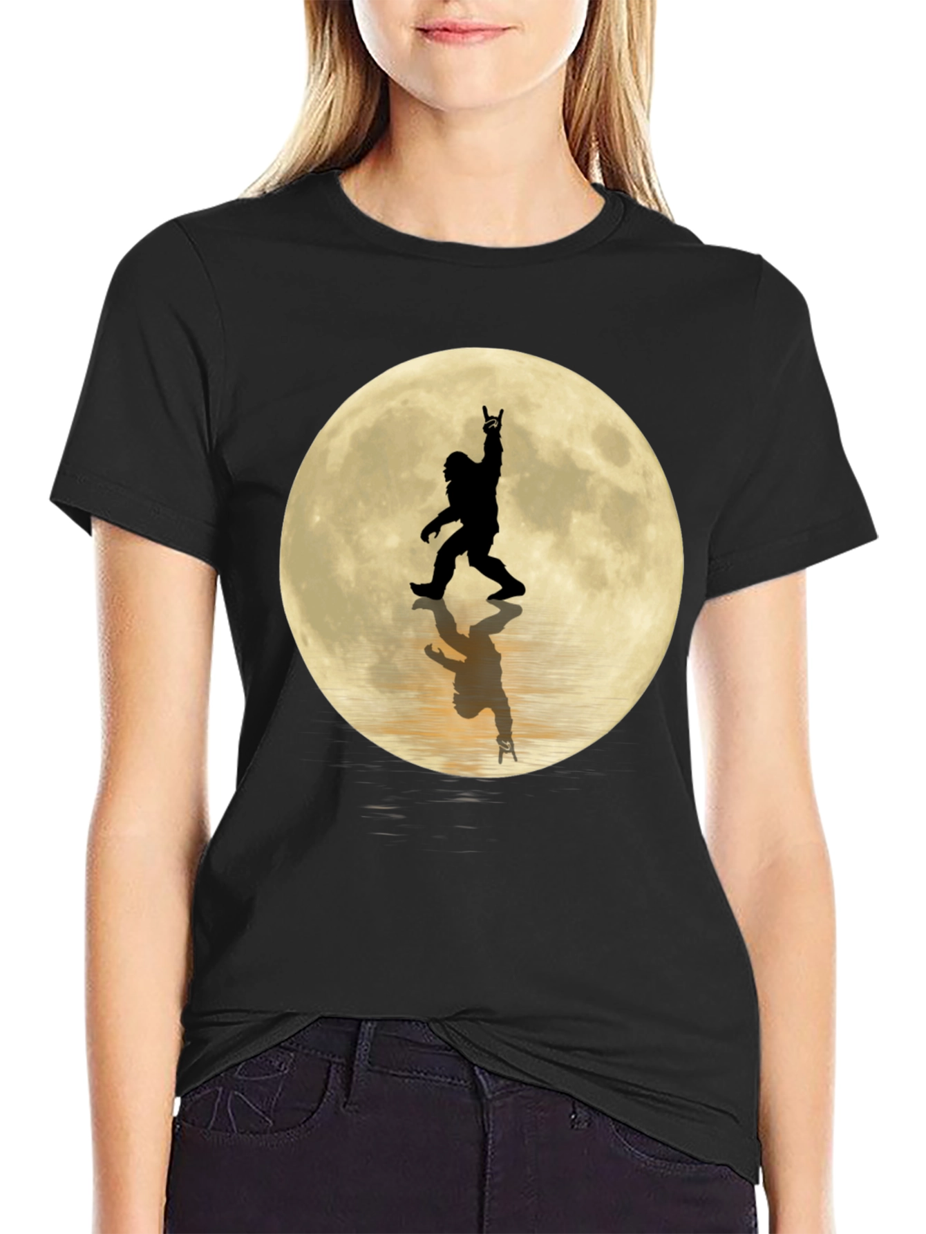 Sasquatch Moon Black T-Shirt