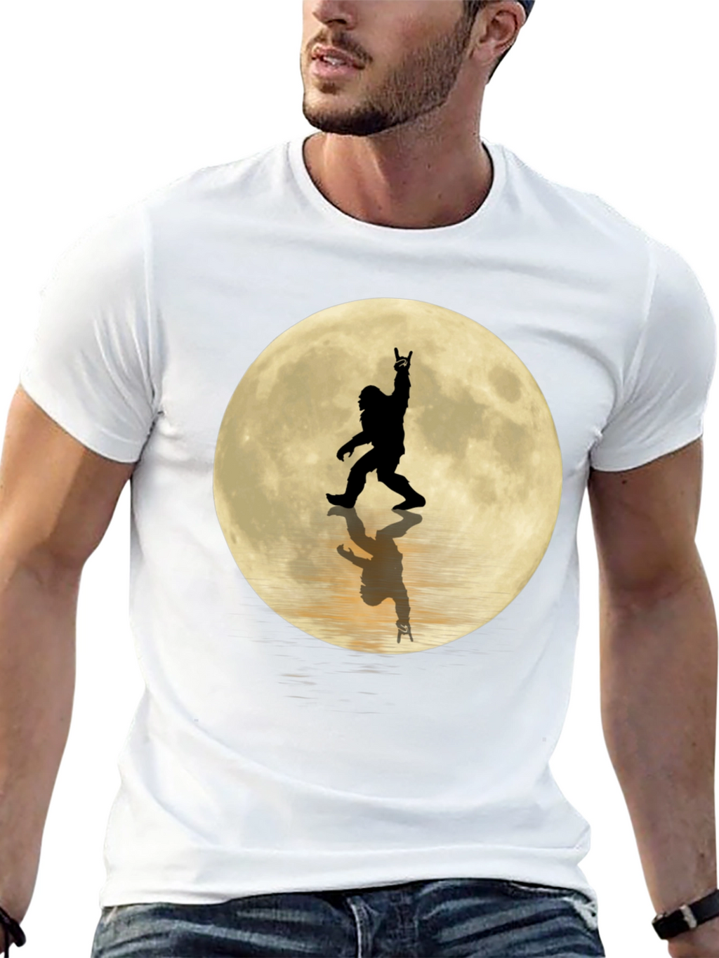 Sasquatch Moon Black T-Shirt