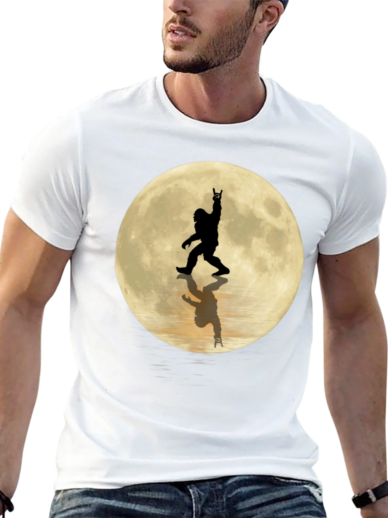 Sasquatch Moon Black T-Shirt