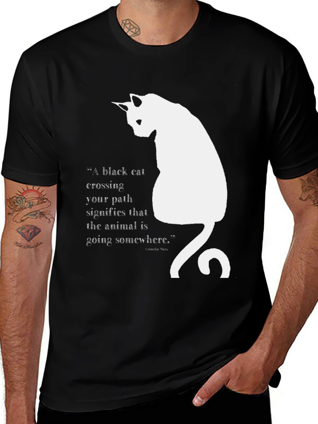 Black Cat Quote T-Shirt - Unisex Cotton Tee