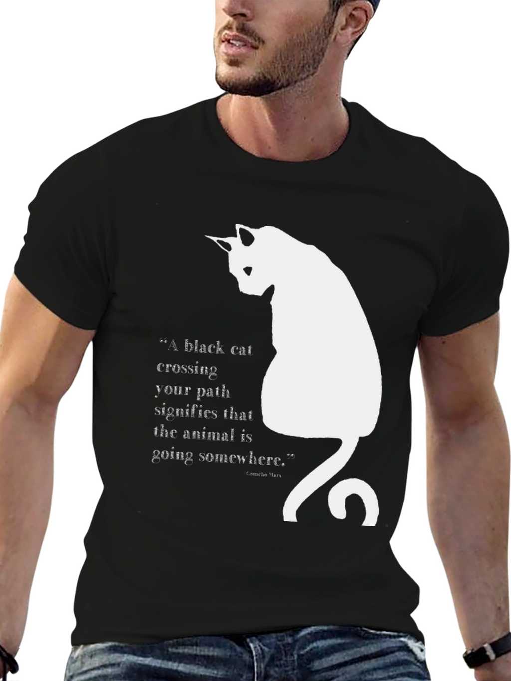 Black Cat Quote T-Shirt - Unisex Cotton Tee