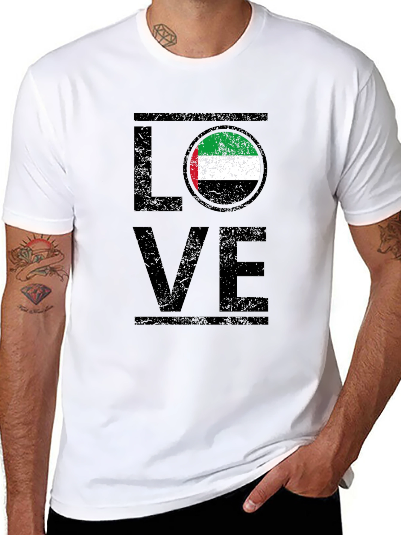 LOVE UAE Flag Graphic T-Shirt - Black