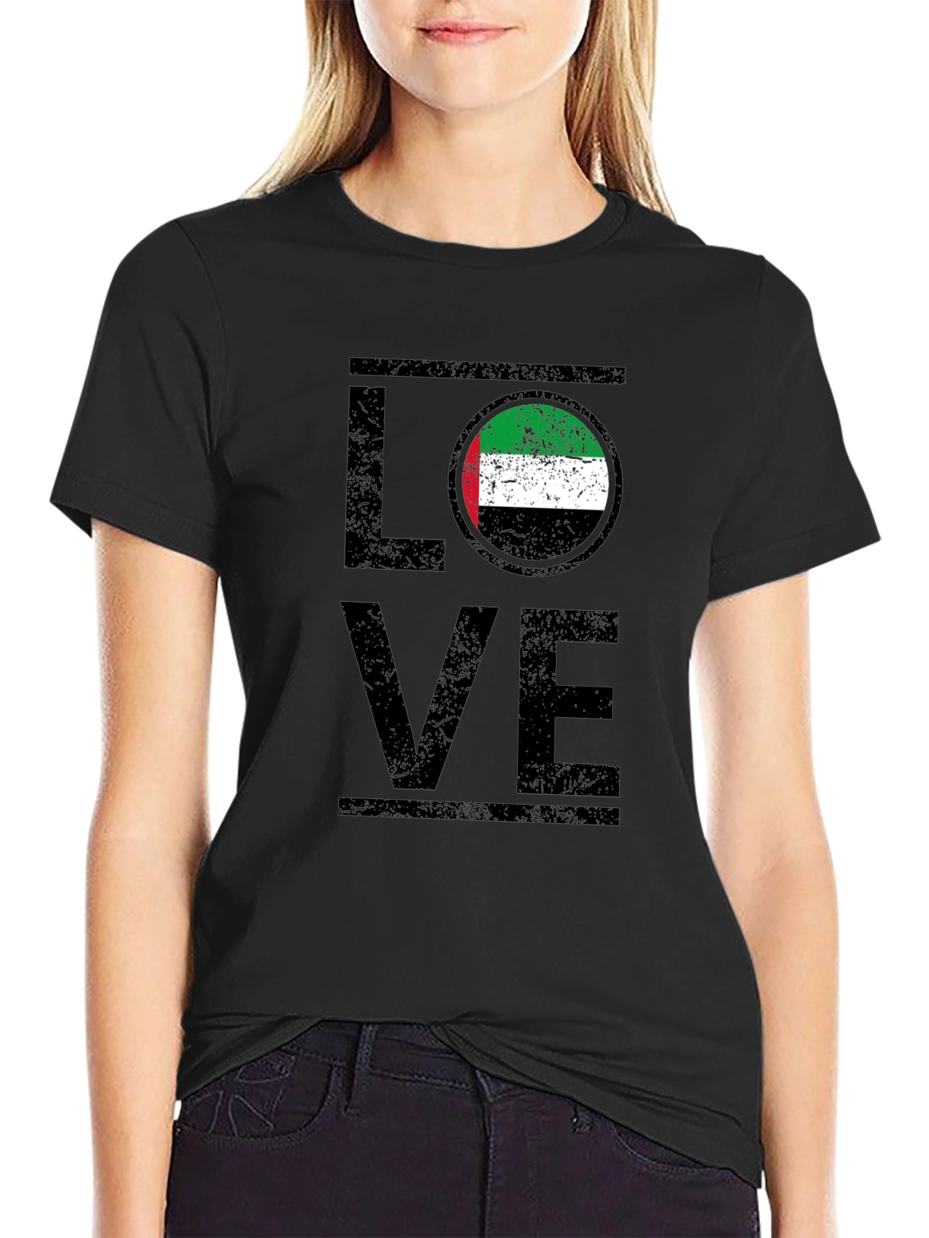 LOVE UAE Flag Graphic T-Shirt - Black