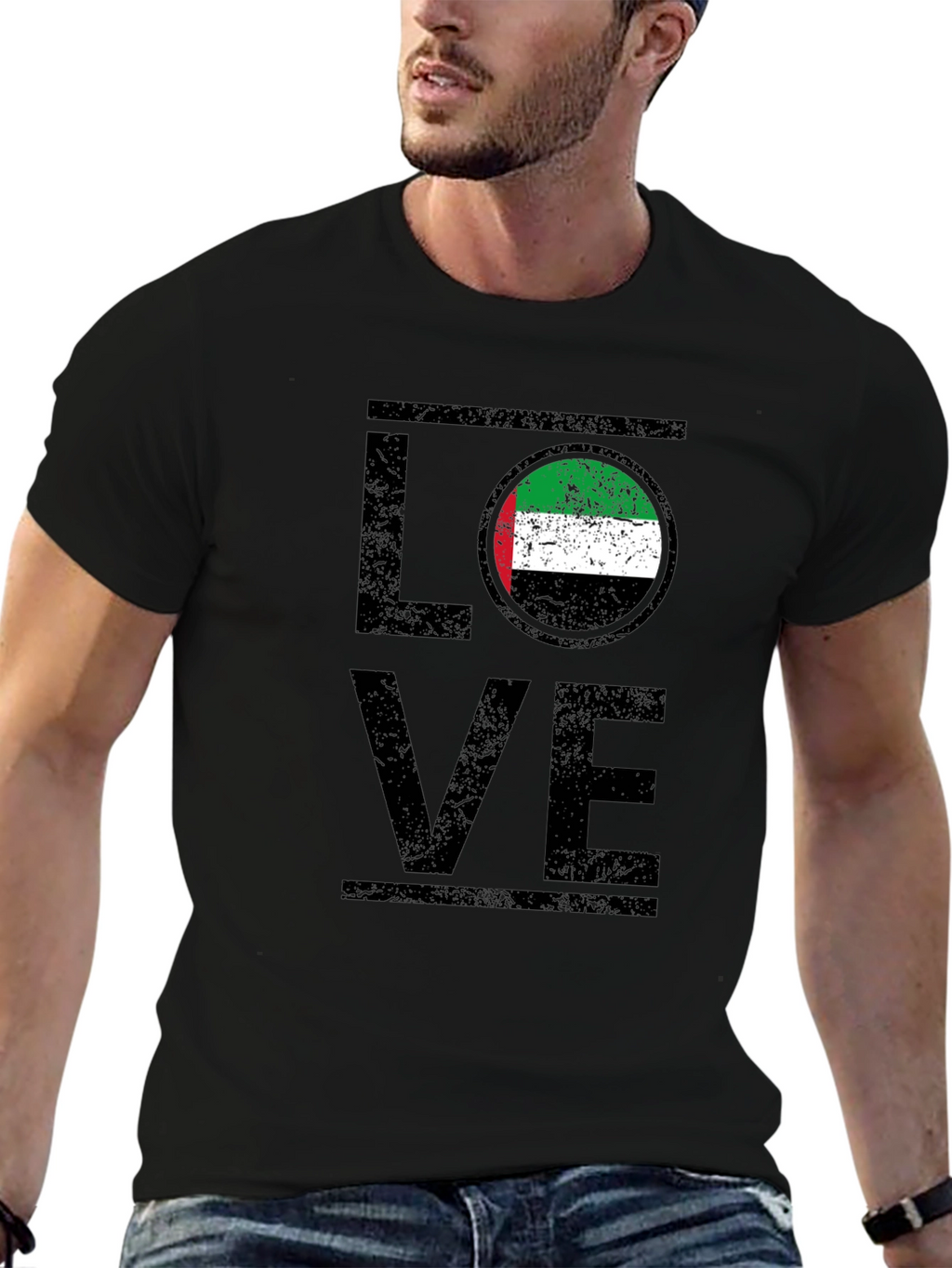 LOVE UAE Flag Graphic T-Shirt - Black