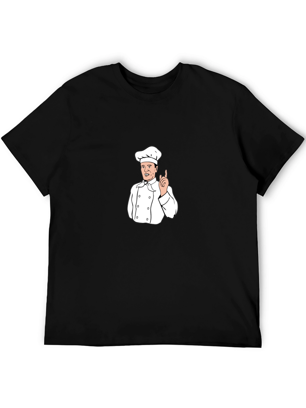 Chef Cartoon Graphic T-Shirt - Black Crew Neck