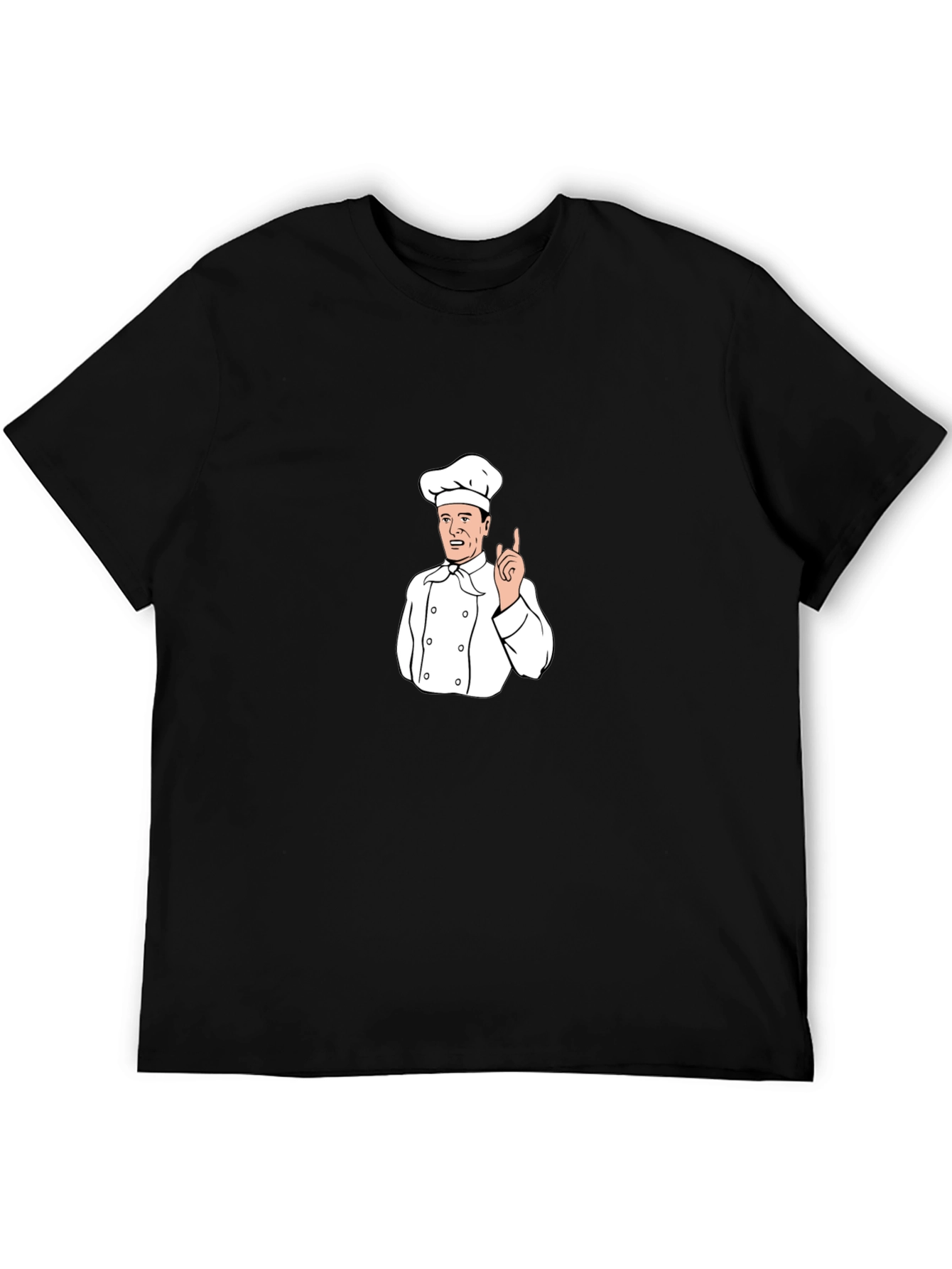 Chef Cartoon Graphic T-Shirt - Black Crew Neck