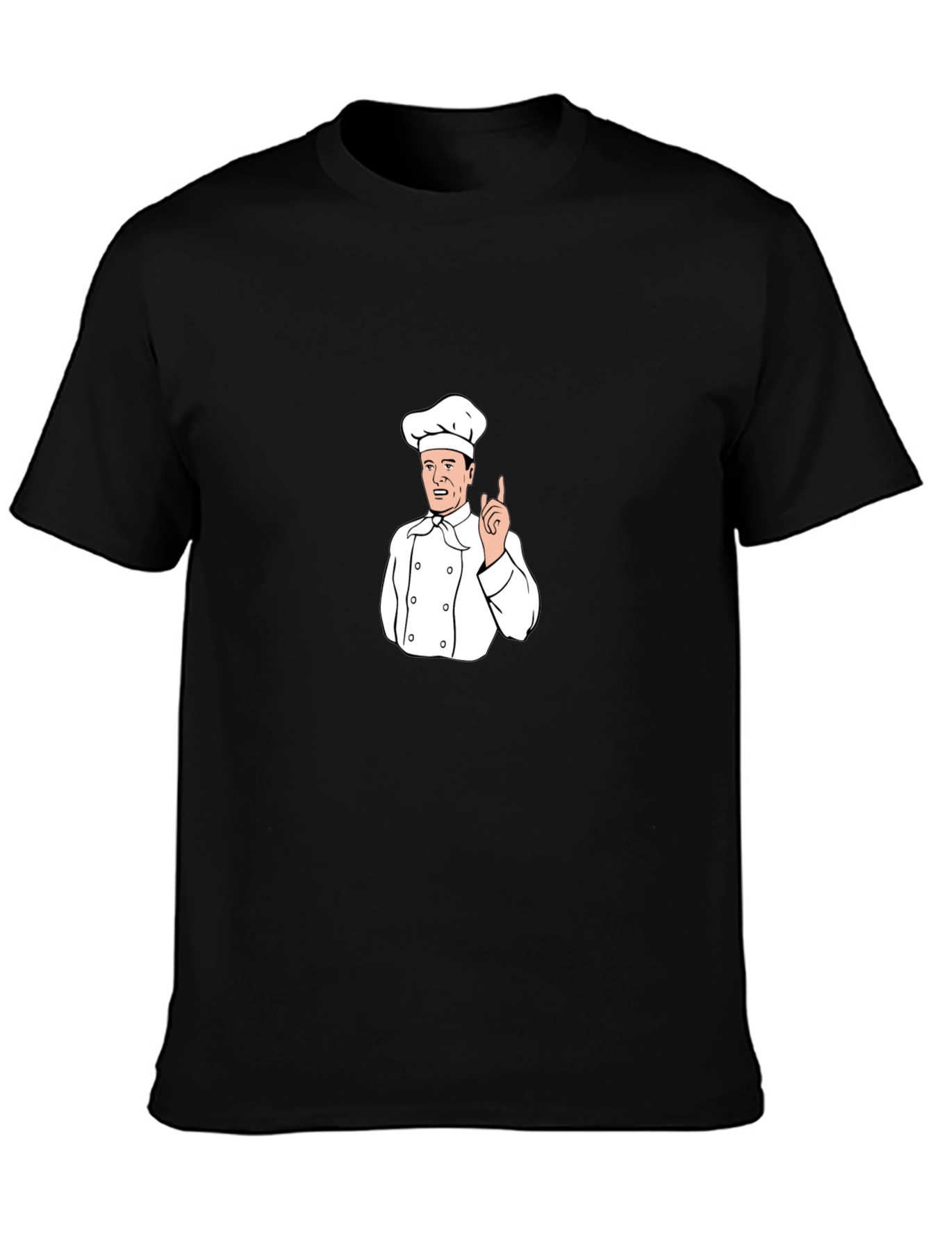 Chef Cartoon Graphic T-Shirt - Black Crew Neck