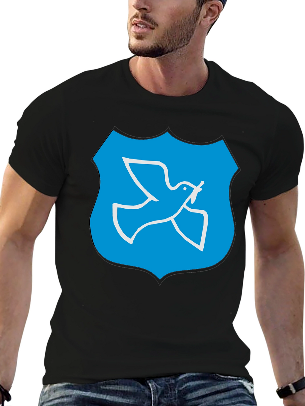 Dove Peace Shield Graphic Black T-Shirt