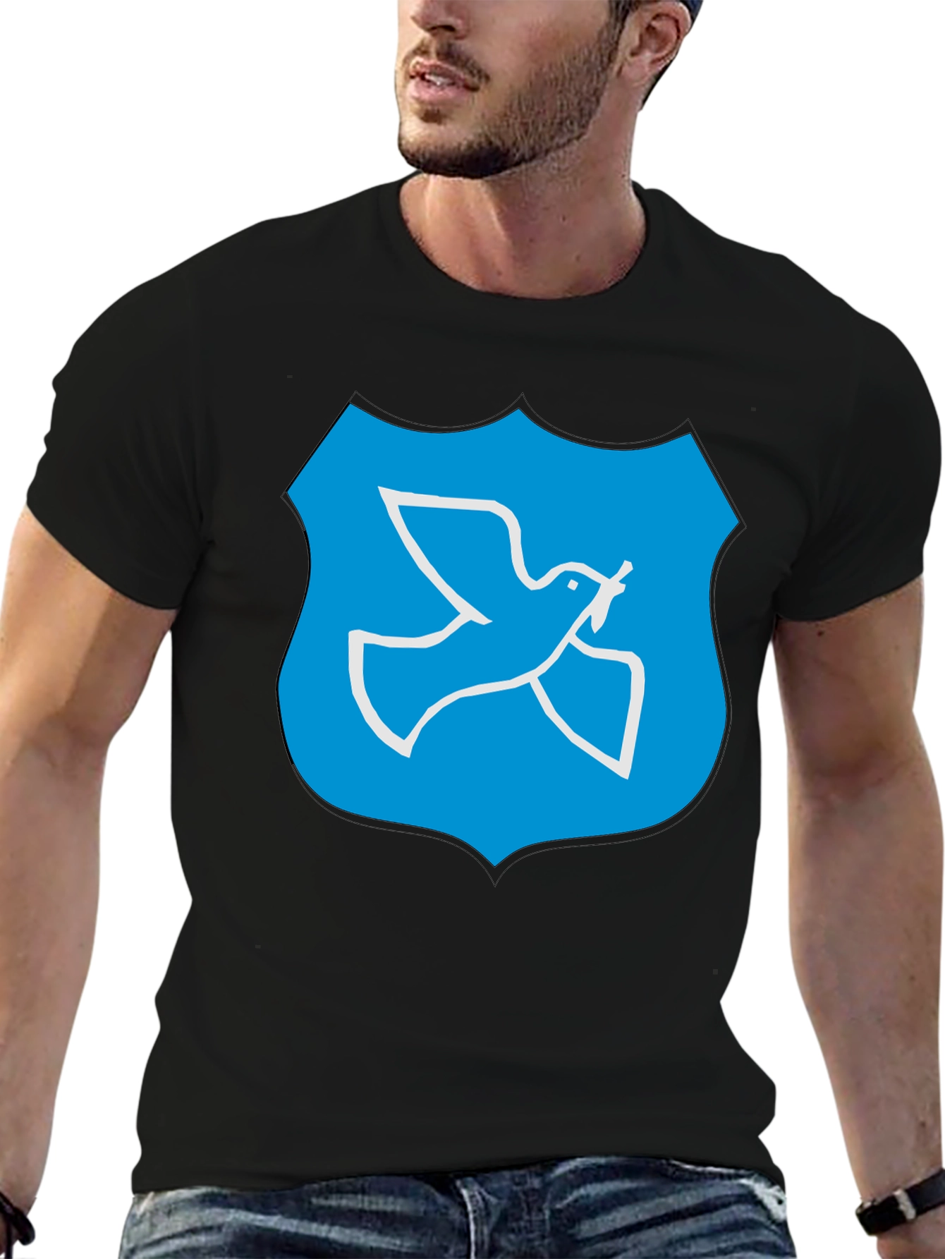 Dove Peace Shield Graphic Black T-Shirt