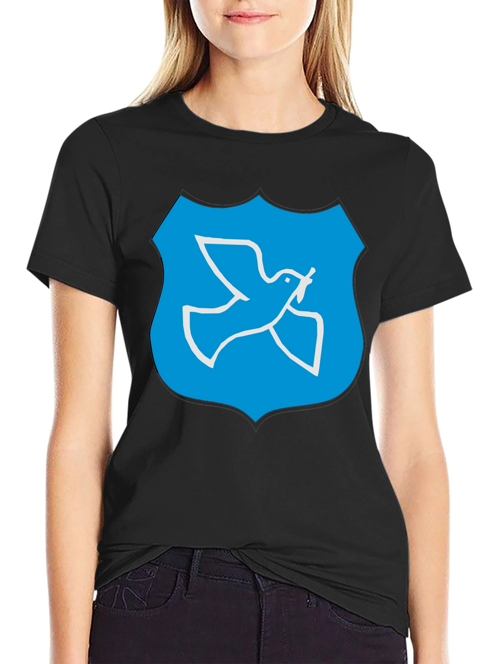 Dove Peace Shield Graphic Black T-Shirt