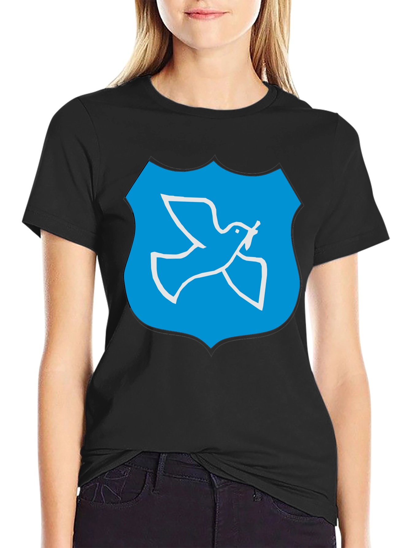 Dove Peace Shield Graphic Black T-Shirt