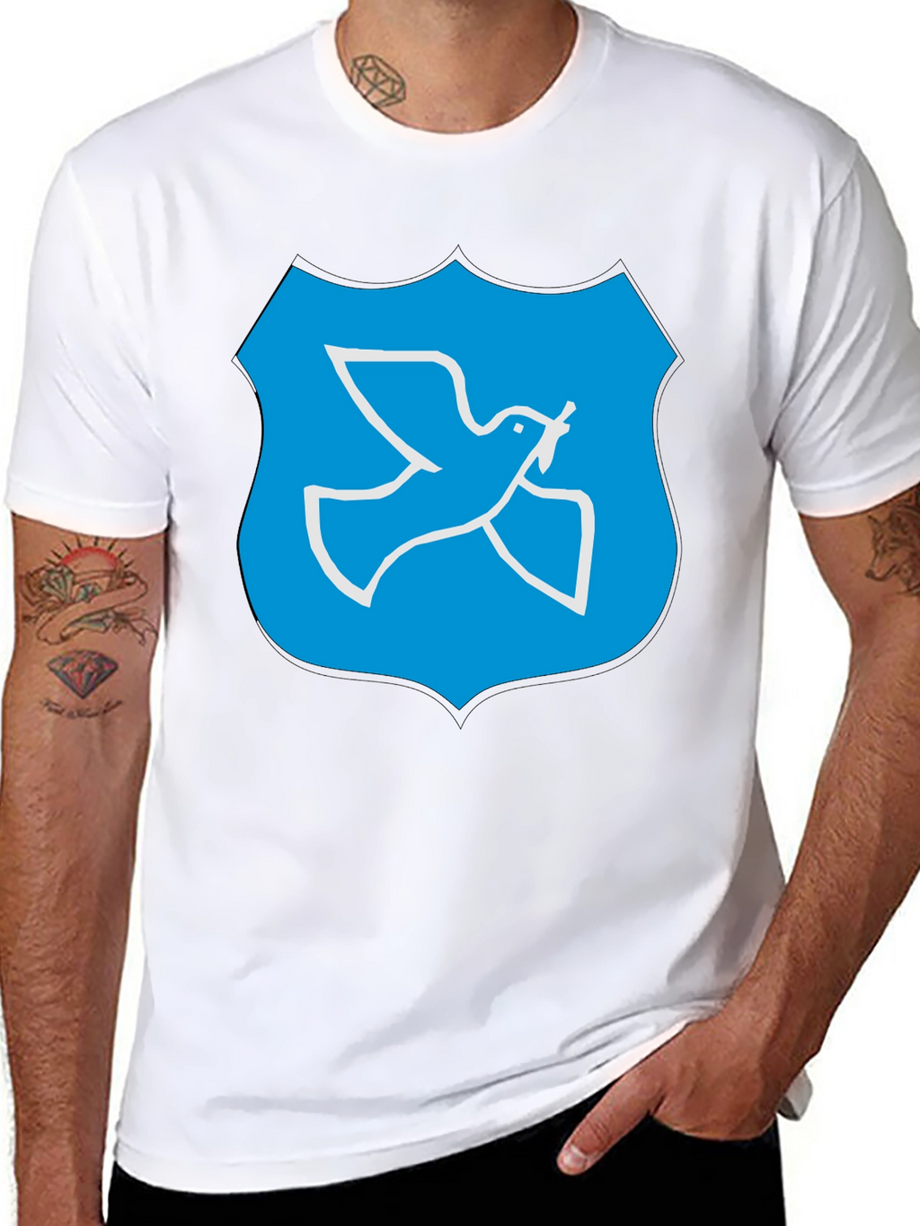 Dove Peace Shield Graphic Black T-Shirt