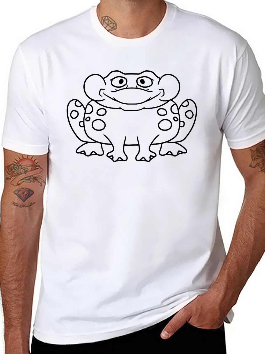Whimsical Frog Graphic Tee - Black Cotton Shirt