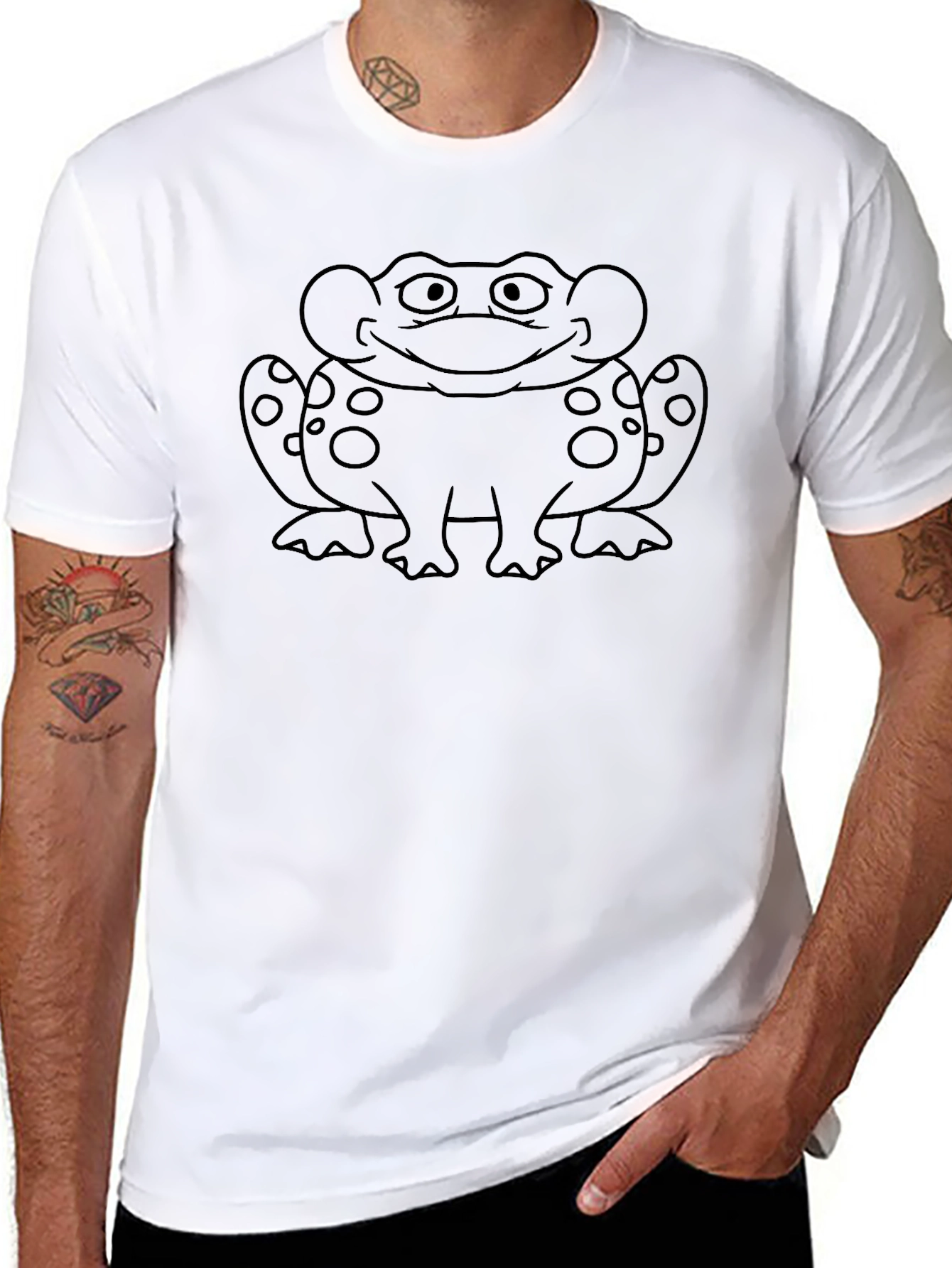Whimsical Frog Graphic Tee - Black Cotton Shirt