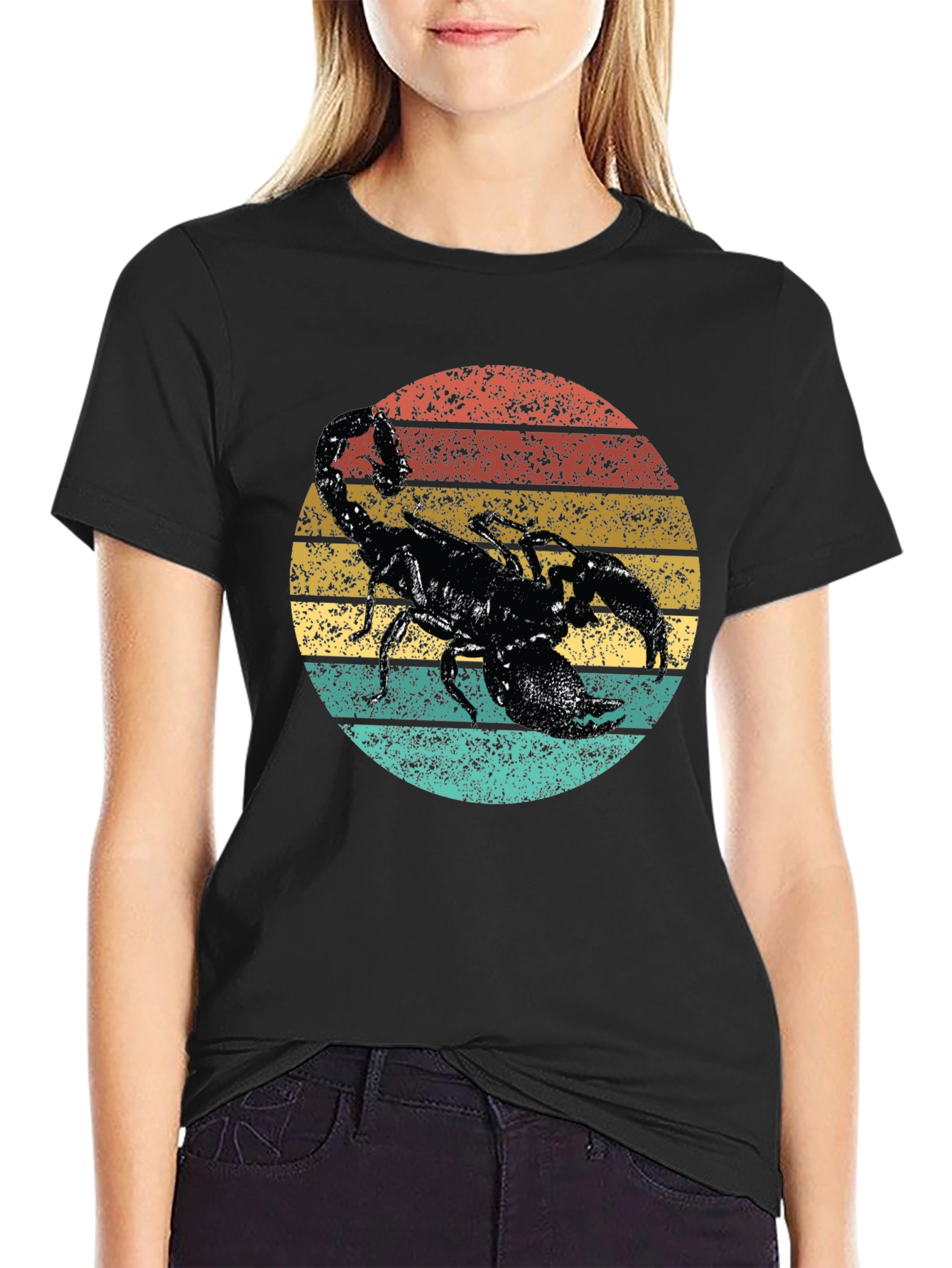 Retro Scorpion Graphic Tee - Black Cotton T-Shirt