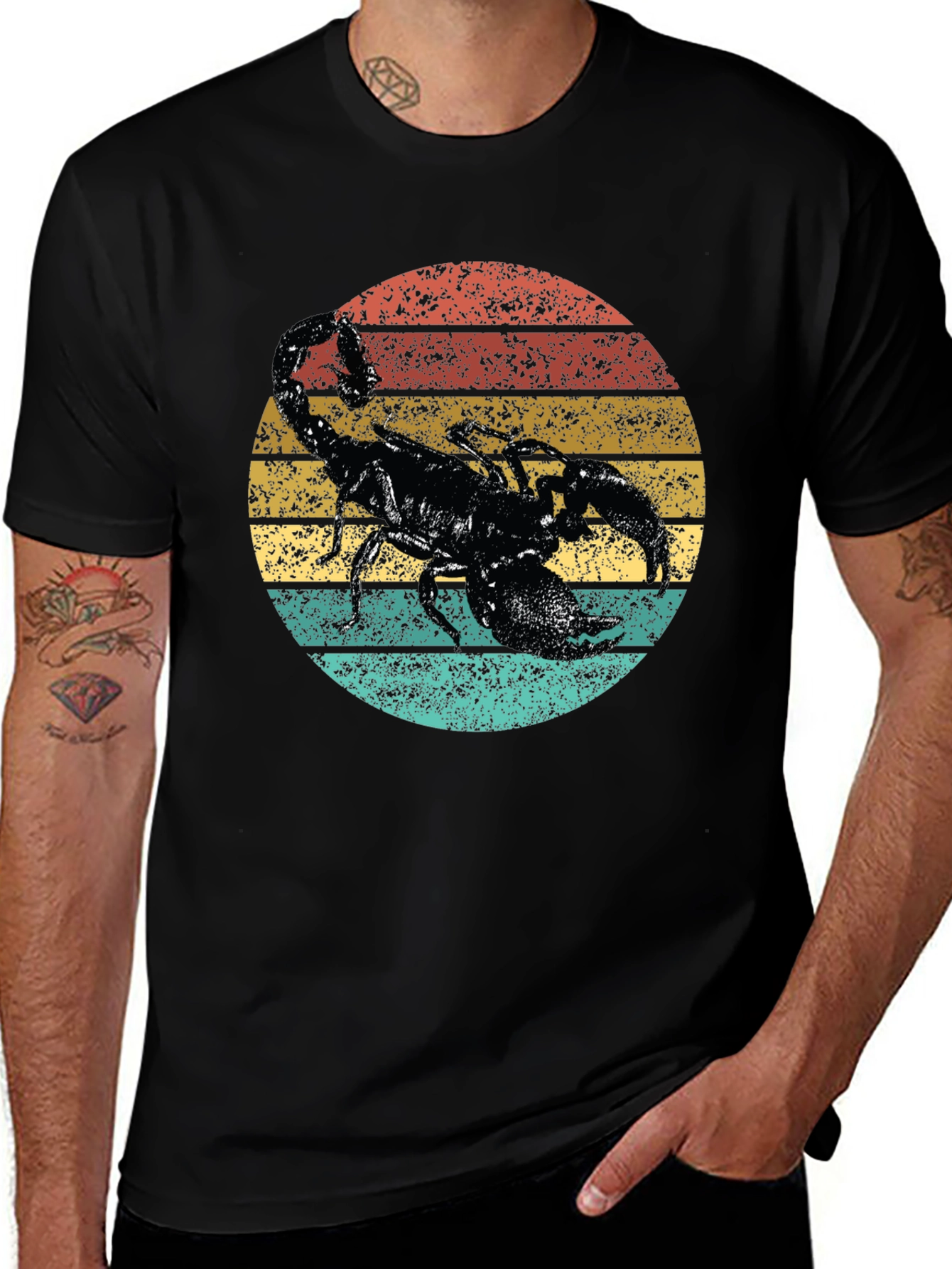 Retro Scorpion Graphic Tee - Black Cotton T-Shirt