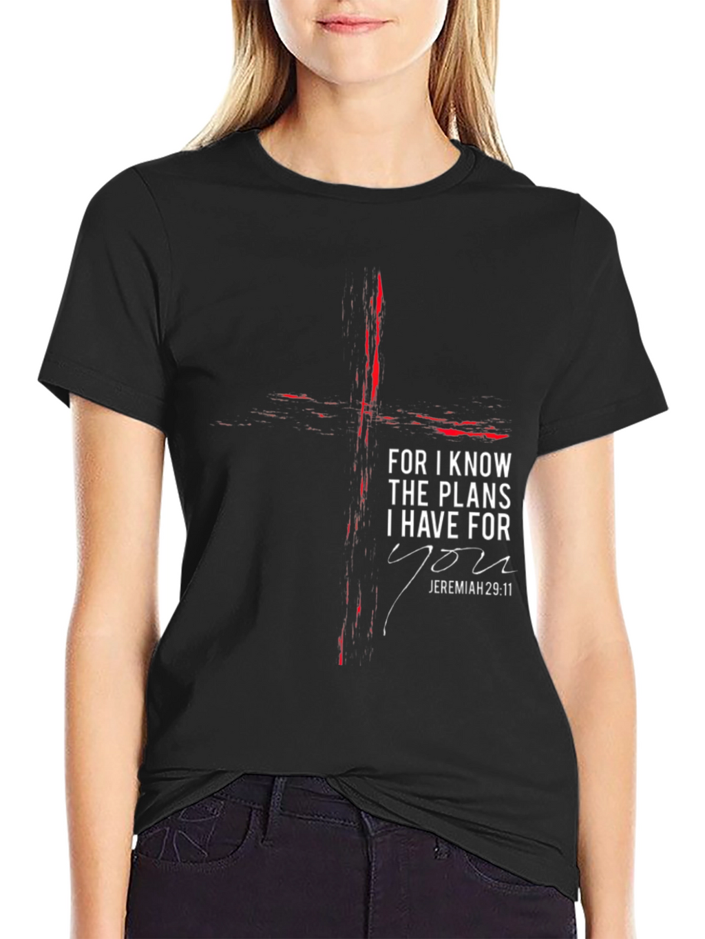 Faith-Inspired Black T-Shirt with Jeremiah 29:11 Design