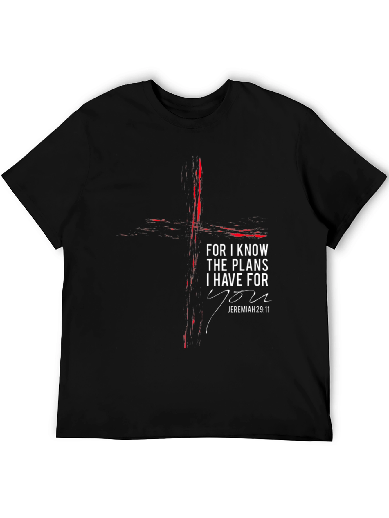 Faith-Inspired Black T-Shirt with Jeremiah 29:11 Design