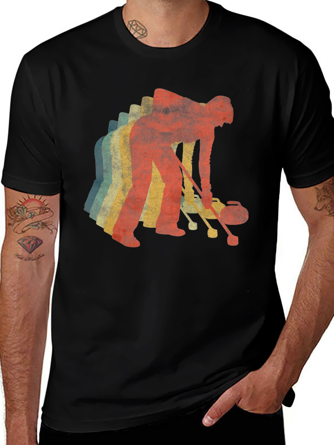 Retro Curling T-Shirt - Vintage Style Sportswear