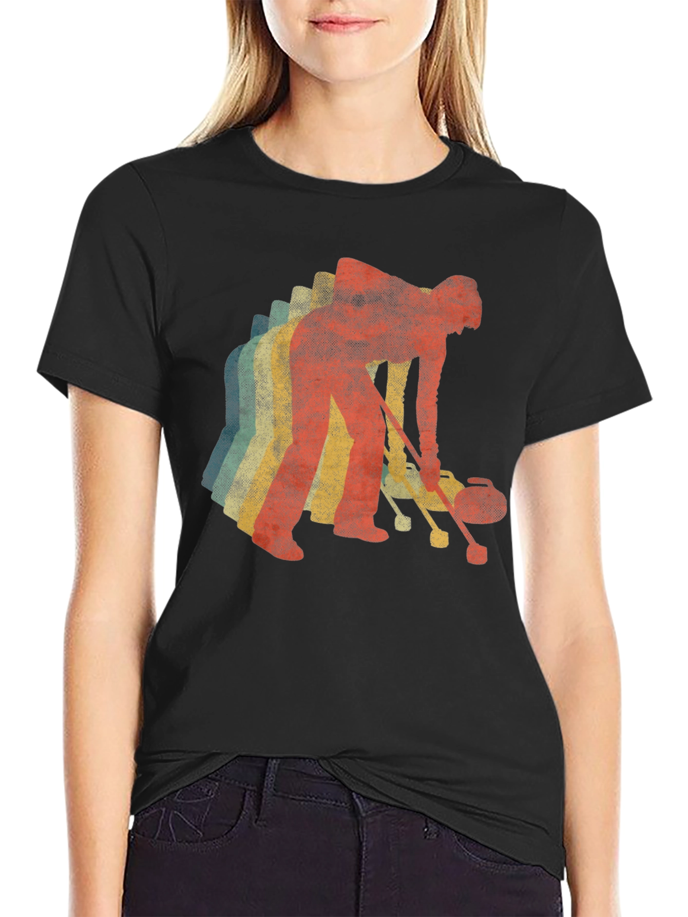 Retro Curling T-Shirt - Vintage Style Sportswear