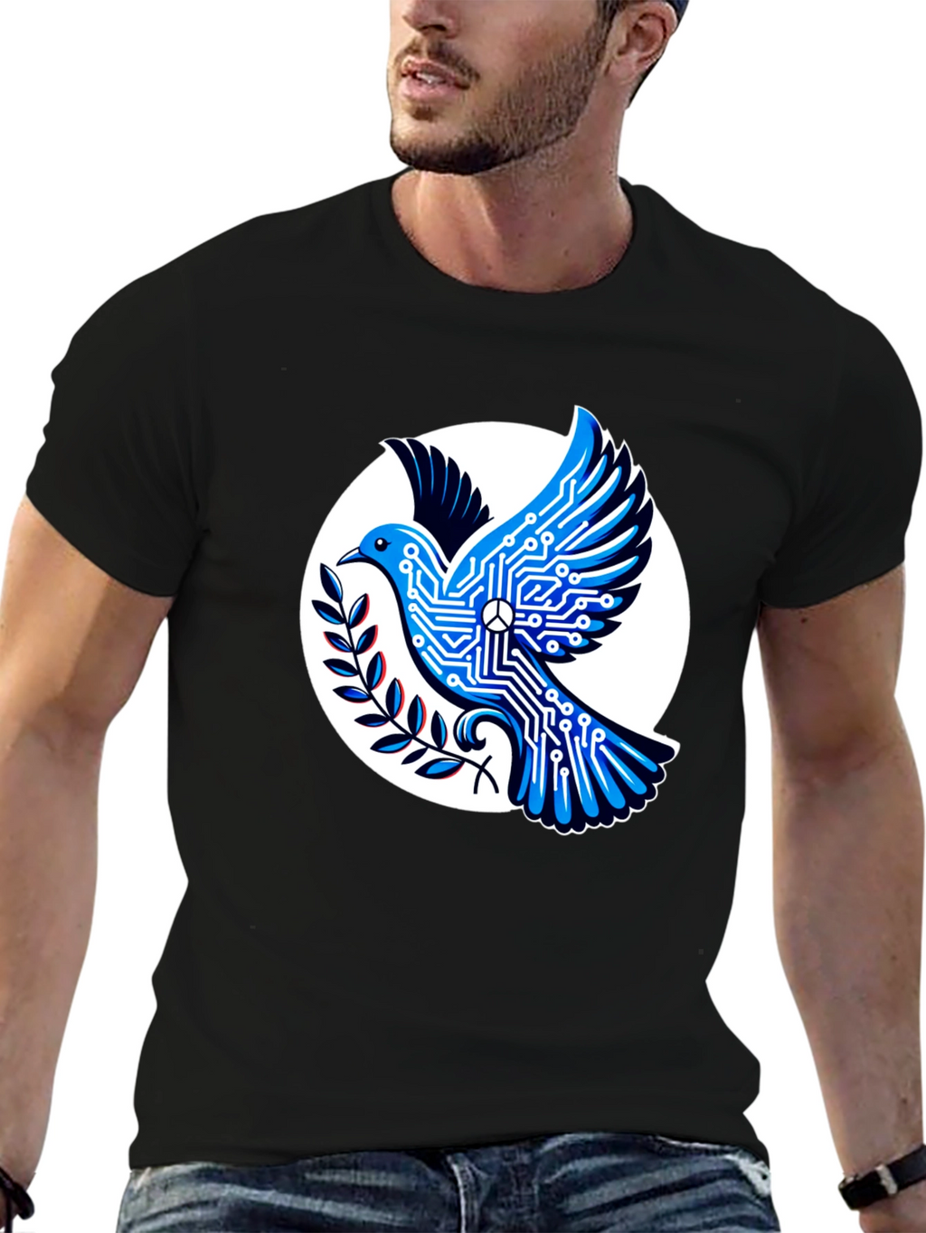 Tech Peace Dove Black T-Shirt