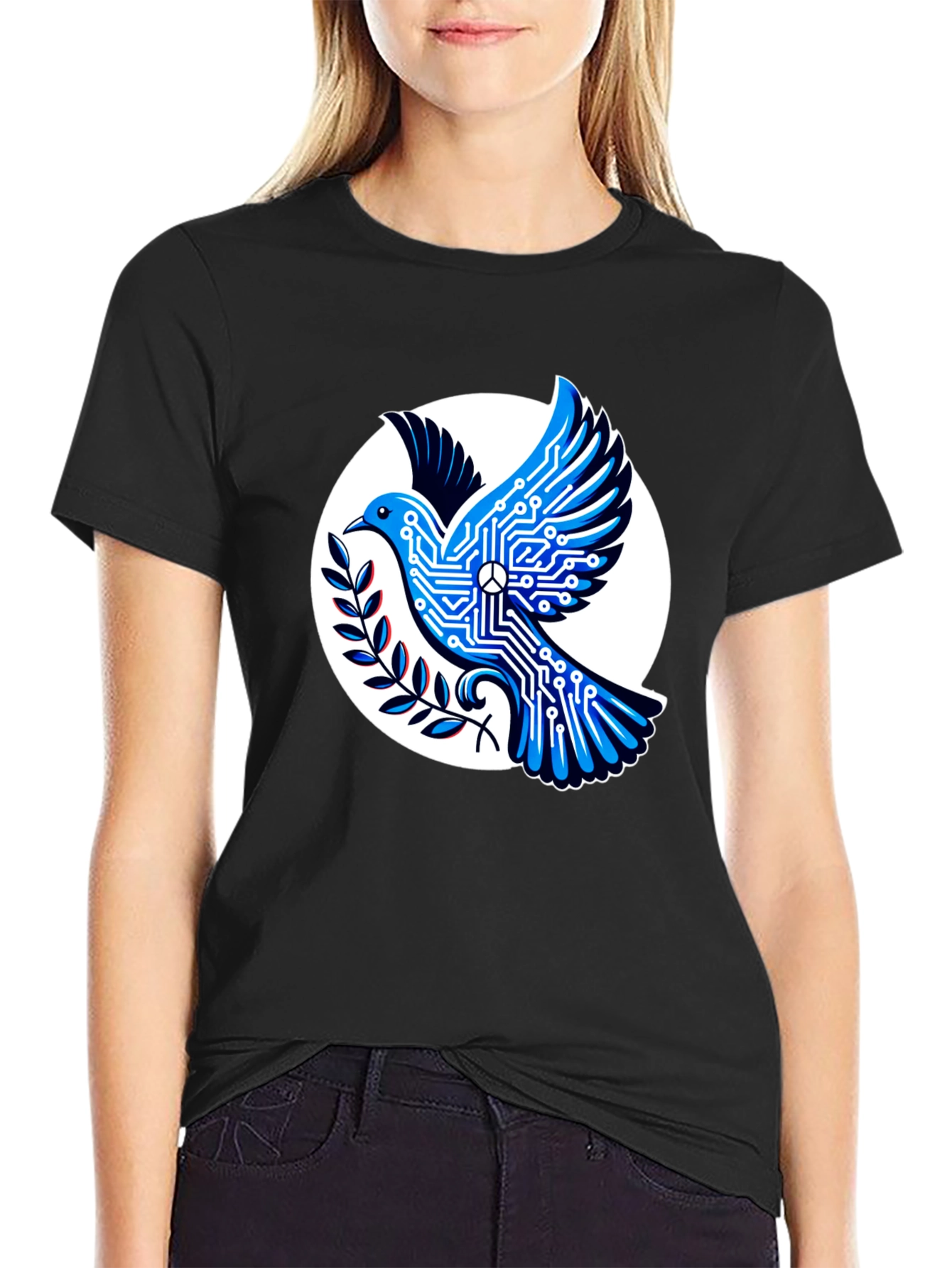 Tech Peace Dove Black T-Shirt