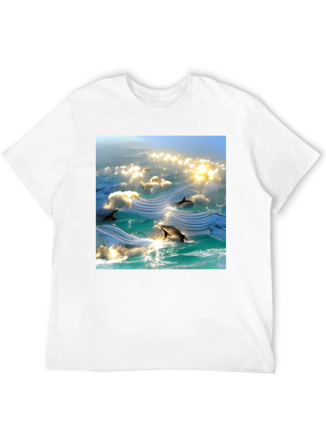 Ocean Dolphins T-Shirt - Black Cotton Tee