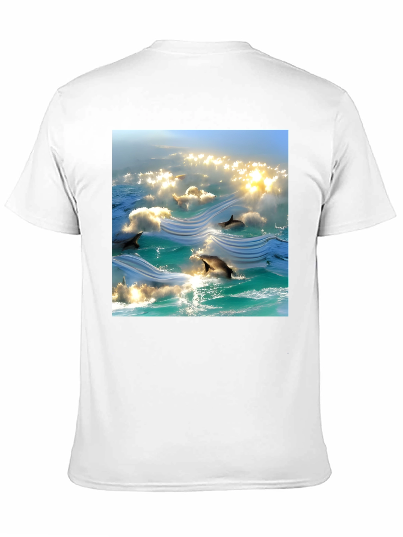 Ocean Dolphins T-Shirt - Black Cotton Tee
