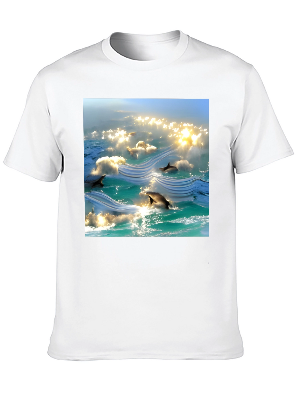 Ocean Dolphins T-Shirt - Black Cotton Tee