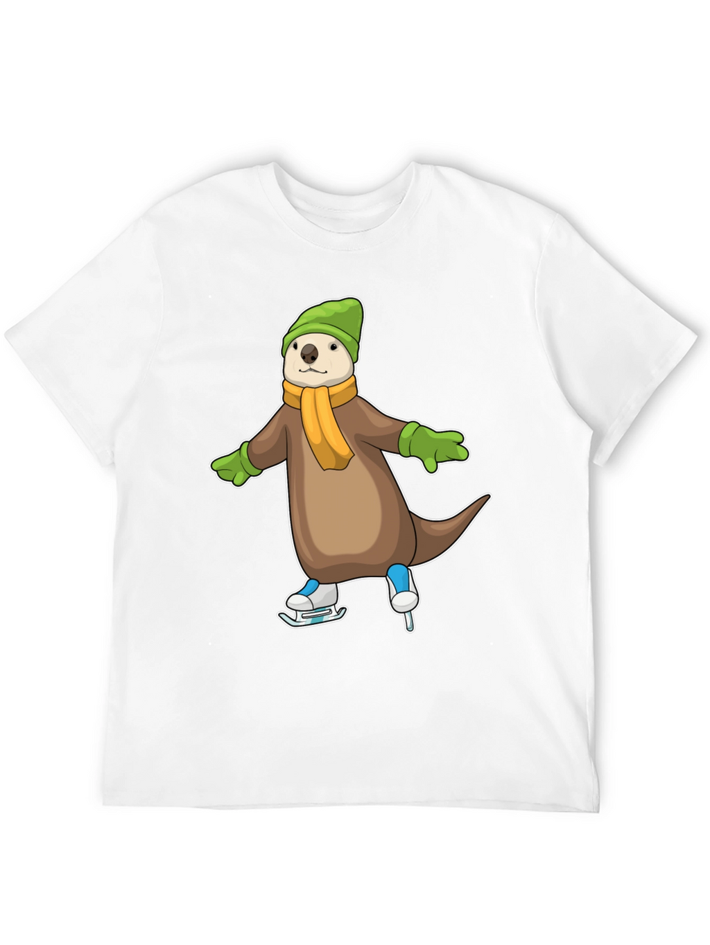 Cute Otter Ice Skating Graphic Tee