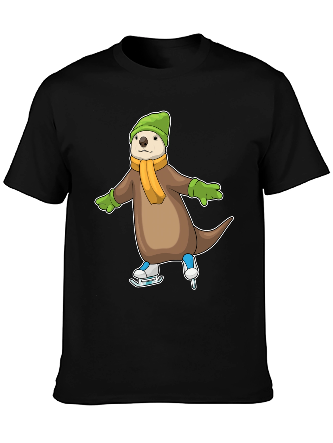 Cute Otter Ice Skating Graphic Tee