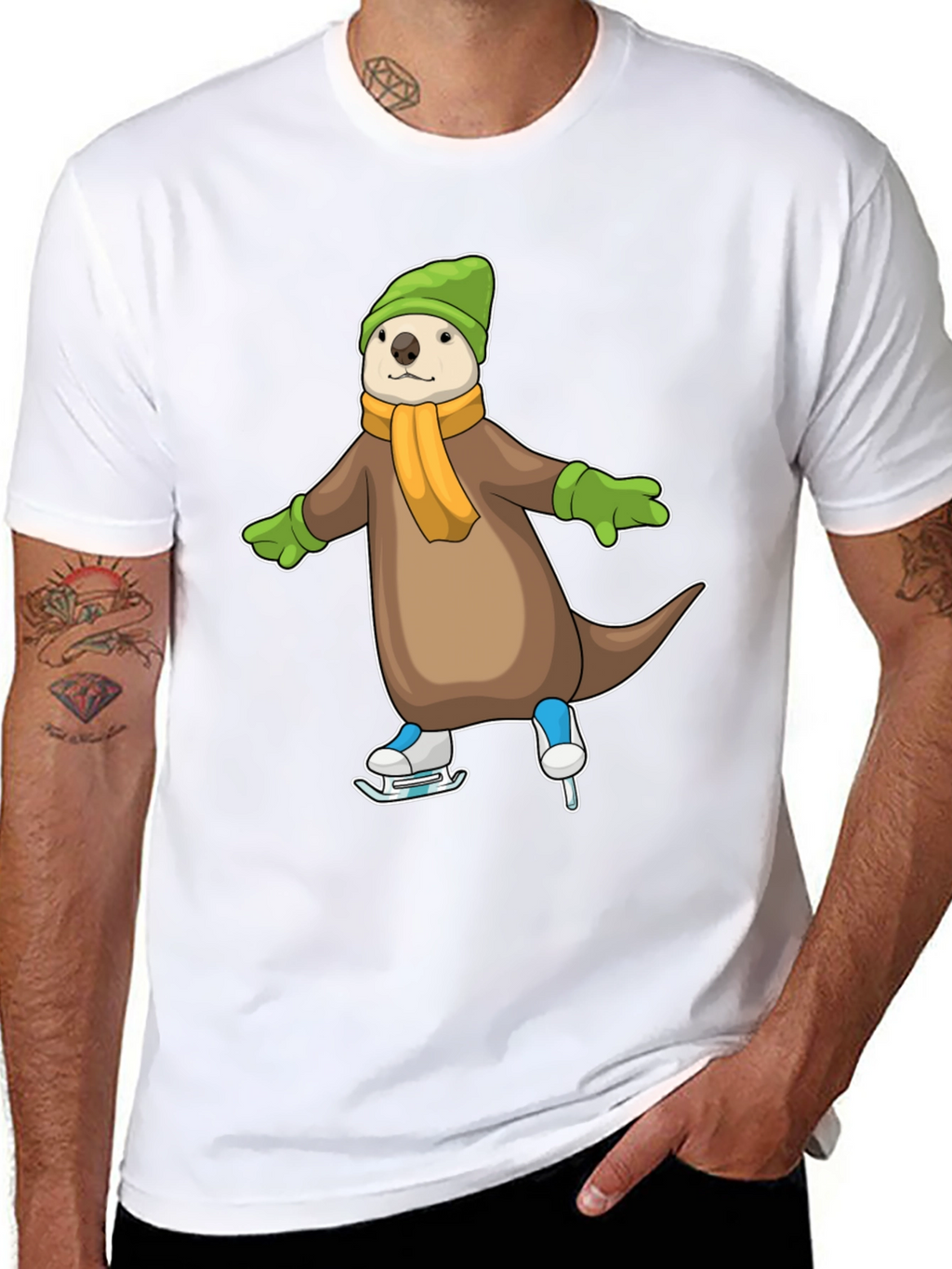 Cute Otter Ice Skating Graphic Tee
