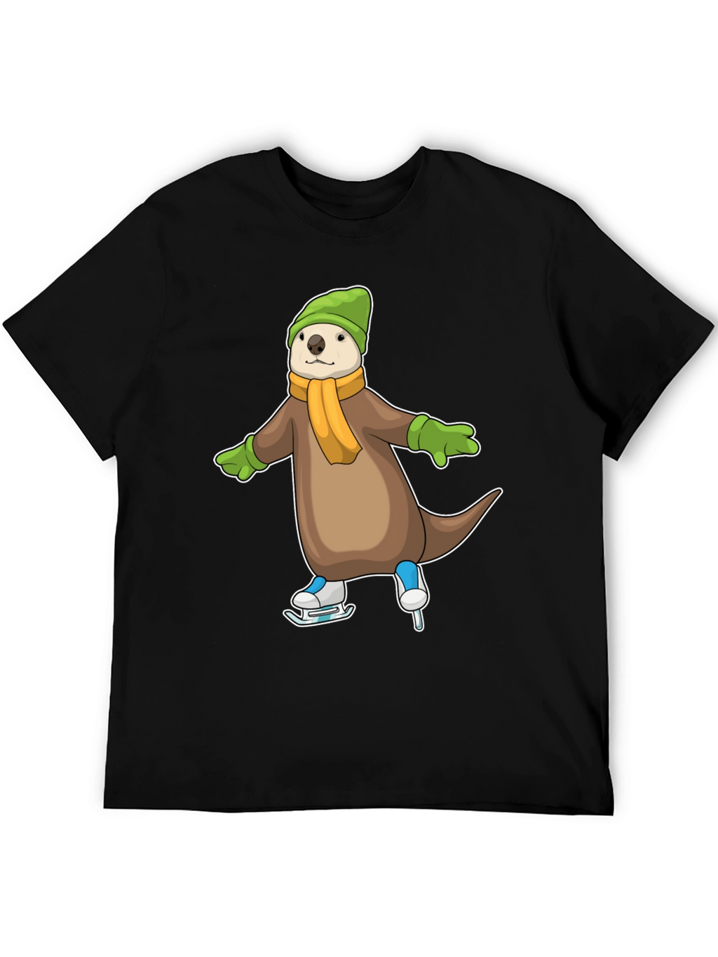 Cute Otter Ice Skating Graphic Tee